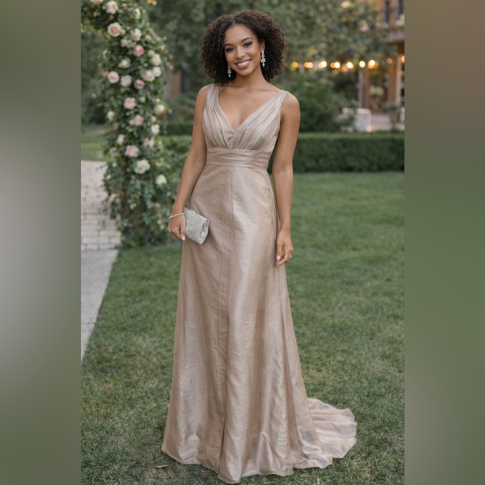 Bill Levkoff sz 10 long champagne formal dress